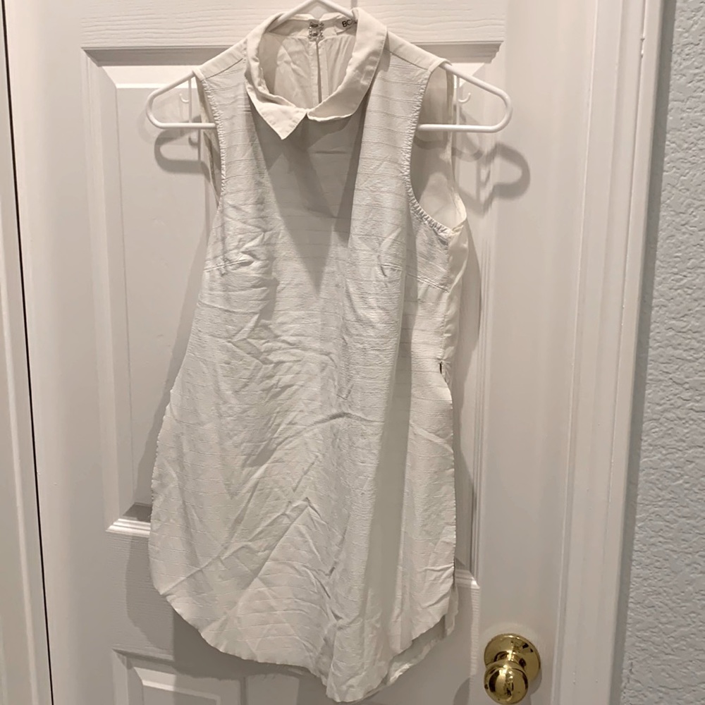 BCBG Faux Leather Blouse